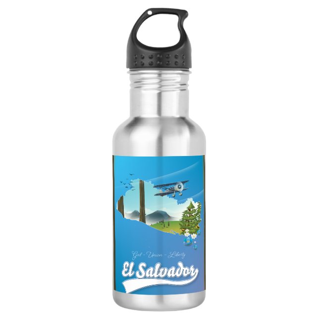 Botella De Agua Mapa de viajes de El Salvador (Anverso)