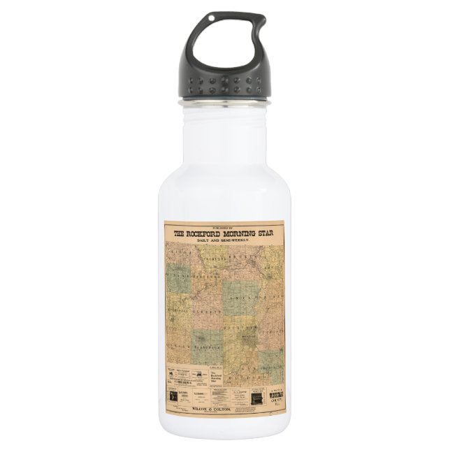 Botella De Agua Mapa del condado de Winnebago Illinois (1902) (Anverso)
