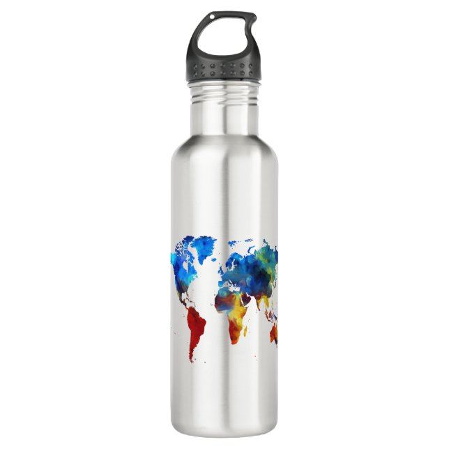 Botella De Agua mapa del ilustracion mundial (Anverso)