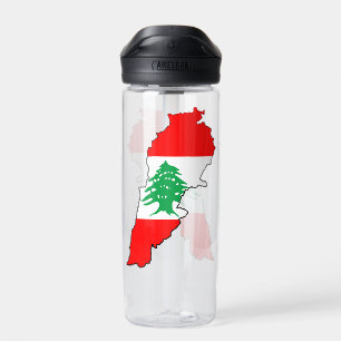 Botella De Agua Mapa del Líbano con bandera