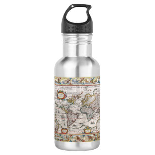 Botella De Agua Mapa del Mundo Antiguo