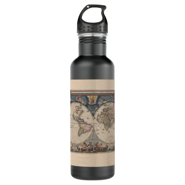 Botella De Agua Mapa del Mundo Antiguo: Arte de Cartografía Histór (Anverso)