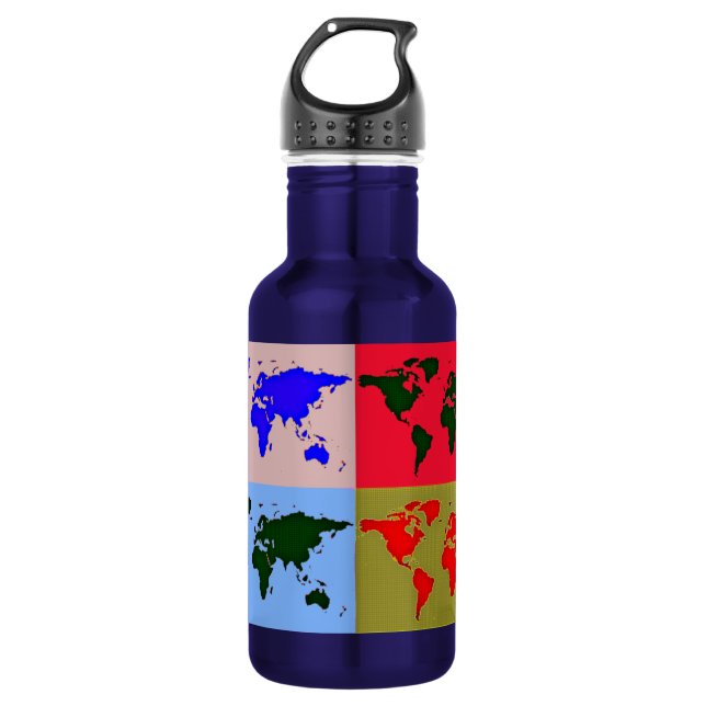 Botella De Agua Mapa del mundo del estilo pop (Anverso)