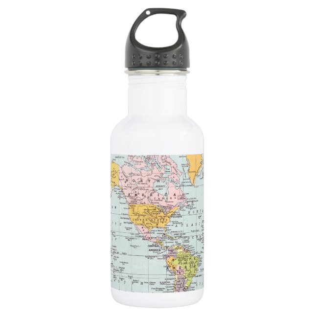 Botella De Agua Mapa del mundo del vintage (Anverso)