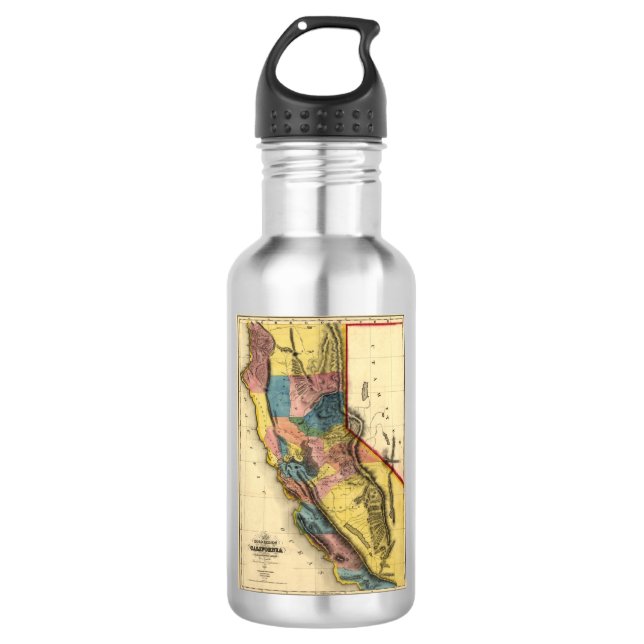 Botella De Agua Mapa estatal de la región dorada de California de  (Anverso)