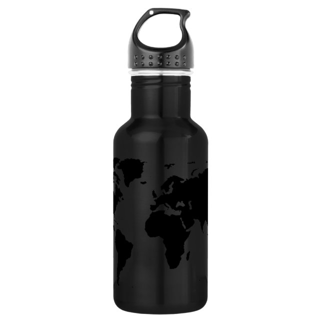 Botella De Agua mapa gráfico negro mundial (Anverso)