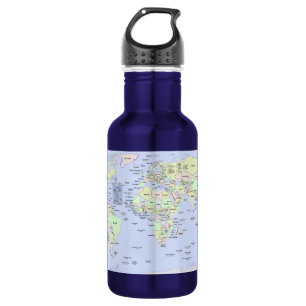 Botella De Agua Mapa Mundial en Pastel con Nombres de Países – Per