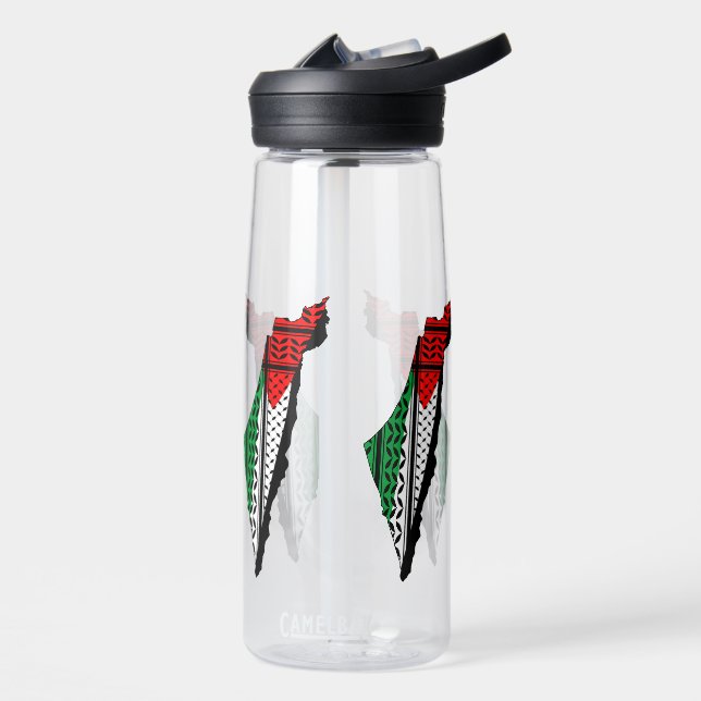 Botella De Agua Mapa palestino con bandera y patrón de Keffiyeh (Izquierdo)