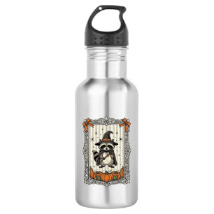 Botella De Agua Mapache De Halloween Bruja Calabaza Vintage Bonito