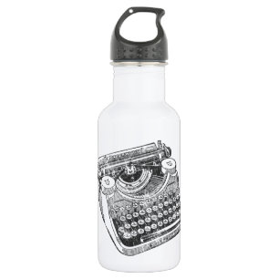 Botella De Agua Máquina de Escribir Underwood Antigua Deteriorada