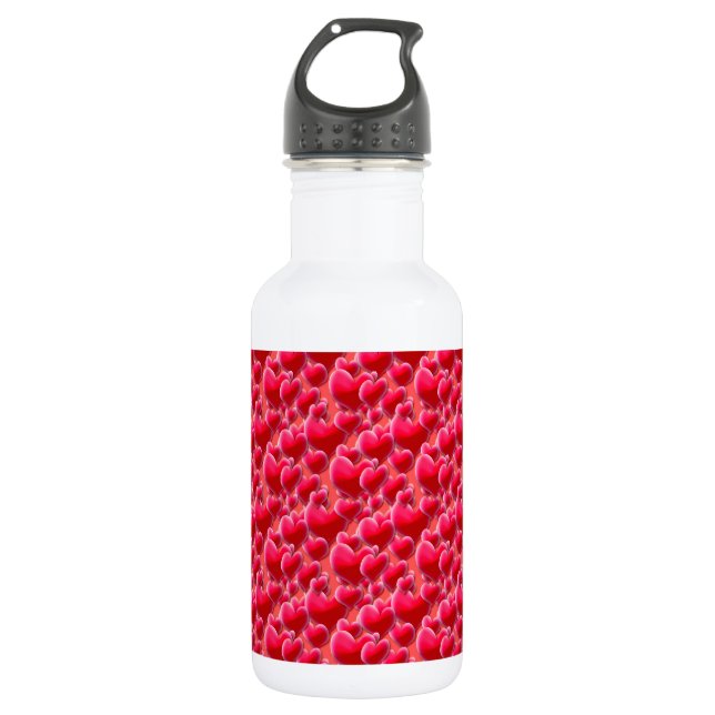 Botella De Agua Mar de Corazones Rosa (Anverso)