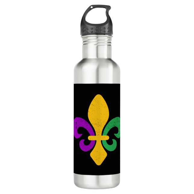 Botella De Agua Mardi Gras Fleur De Lis (Anverso)