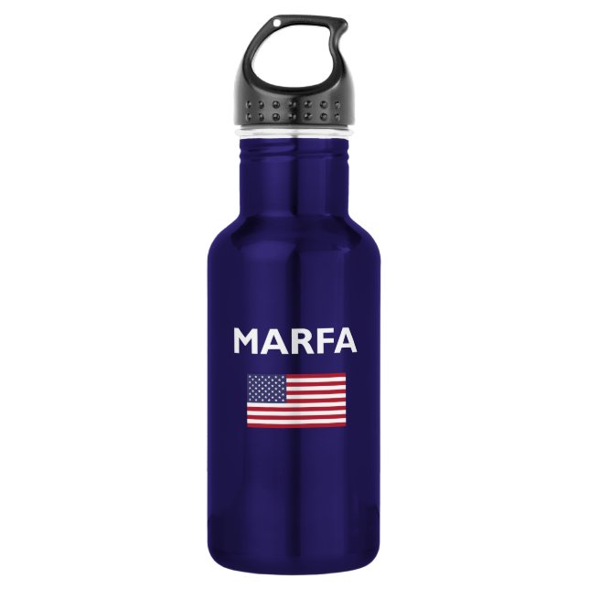 Botella De Agua Marfa Texas Estados Unidos Bandera estadounidense  (Anverso)