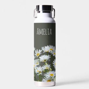 Botella De Agua Margaritas en Gris Personalizadas