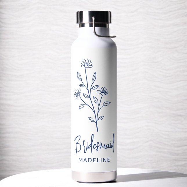 Botella De Agua Marioneta Azul de la Marina Nombre Floral Bachelor (Subido por el creador)