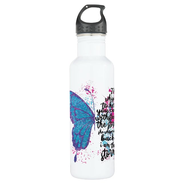 Botella De Agua Mariposa acuarela con cita (Anverso)