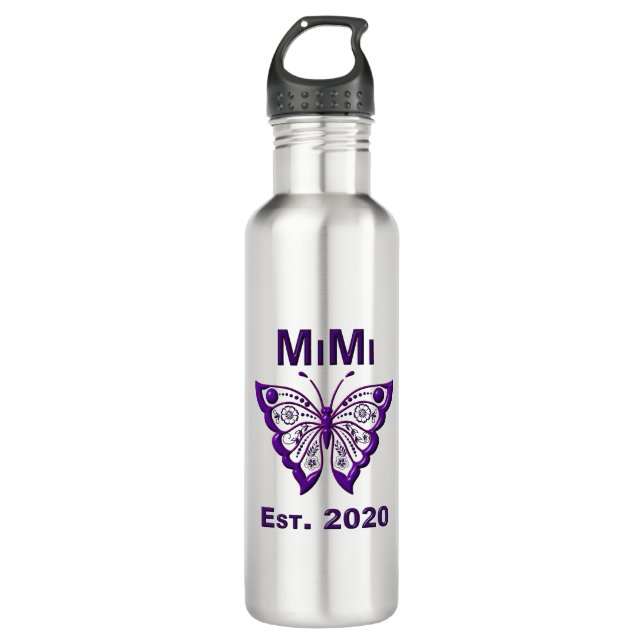 Botella De Agua Mariposa Adorable Mimi "Est 2020" (Anverso)