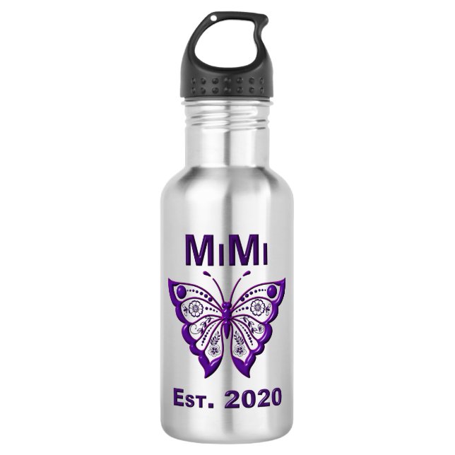 Botella De Agua Mariposa Adorable Mimi "Est 2020" (Anverso)