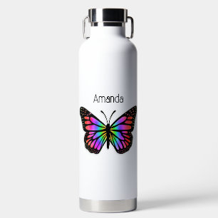Botella De Agua Mariposa arcoiris personalizada