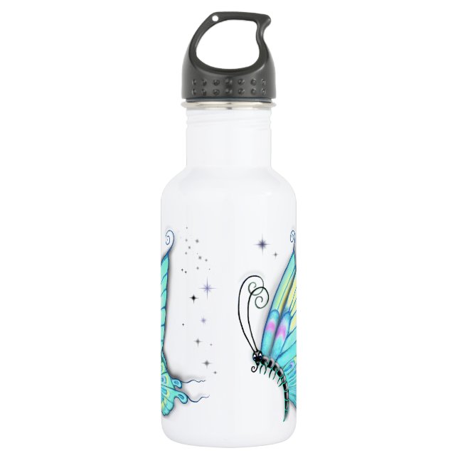 Botella De Agua Mariposa azul y estrellas (Anverso)