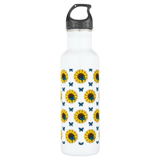 Botella De Agua Mariposa azul y girasol (Anverso)