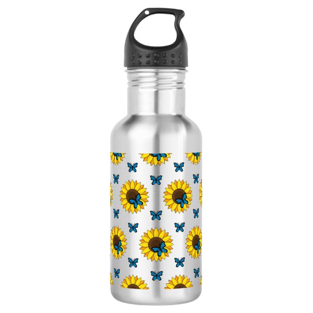 Botella De Agua Mariposa azul y girasol (Anverso)