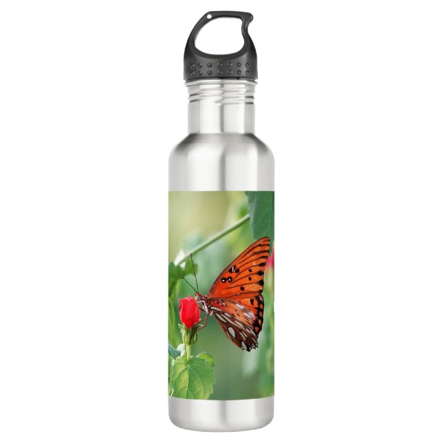 Botella De Agua Mariposa con verso salmo 23:3 (Anverso)
