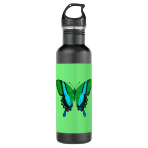 Botella De Agua Mariposa de cola tragada en verde, turquesa y negr