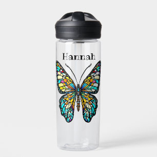 Botella De Agua Mariposa de vidrio manchado de color personalizado
