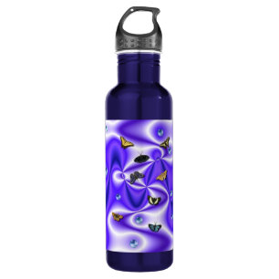 Botella De Agua Mariposa en seda morada con perlas