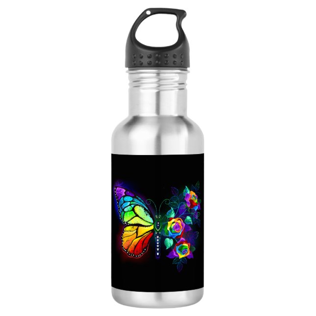 Botella De Agua Mariposa florida arcoiris (Anverso)