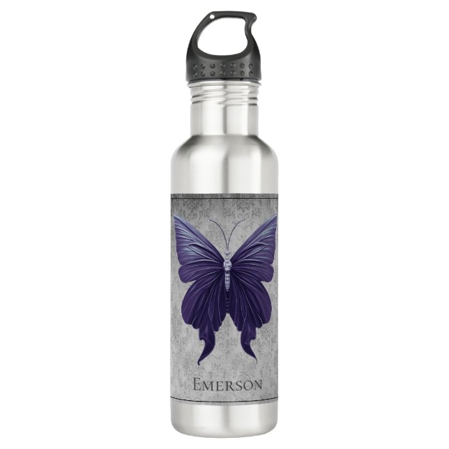 Botella De Agua Mariposa gaseada morada (Anverso)