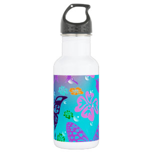 Botella De Agua Mariposa Hermosa Aloha Flor Hawaiana Boda
