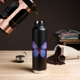 Botella De Agua Mariposa Morada Elegante Acuarela