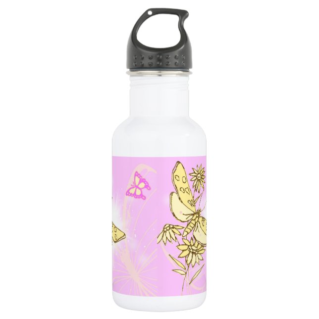Botella De Agua Mariposa rosa (Anverso)
