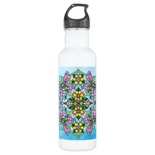 Botella De Agua Mariposa rosa Mandala Mano caprichosa