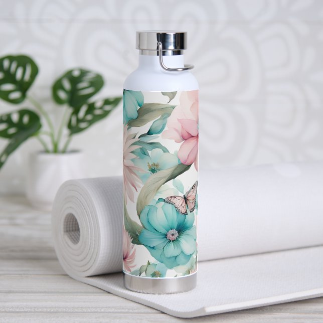 Botella De Agua Mariposa y flores (Yoga)