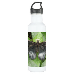 Botella De Agua Mariposa y flores tropicales de bonito