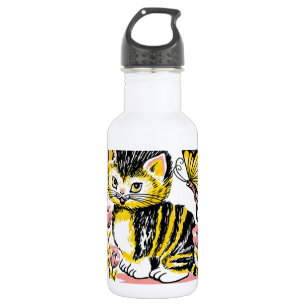 Botella De Agua Mariposa y gatitos