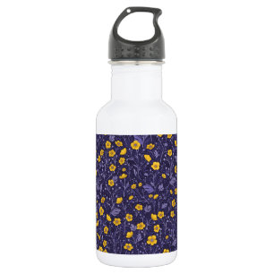 Botella De Agua Mariposas, amarillas y violetas