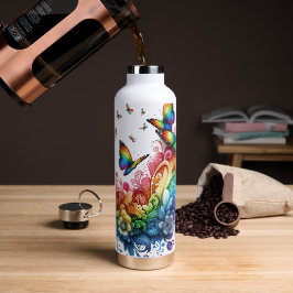 Botella De Agua Mariposas arcoíris