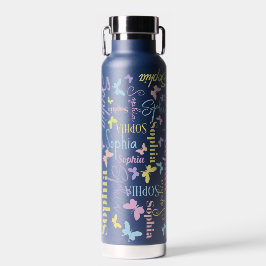 Botella De Agua Mariposas arcoiris silenciadas nombre personalizad