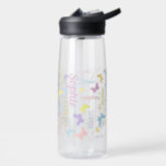 Botella De Agua Mariposas arcoiris silenciadas nombre personalizad<br><div class="desc">Pequeño y lindo esquema gráfico mariposas de texto de collage personalizado nombre botella de agua. Esta bonita botella personalizada está en tonos suaves de morado, azul acuático, rosa claro, verde limón, amarillo suave. Actualmente, Sophie también puede ser personalizada con tu propio nombre corto. Existen otros nombres y colores y productos...</div>