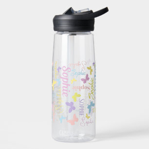 Botella De Agua Mariposas arcoiris silenciadas nombre personalizad