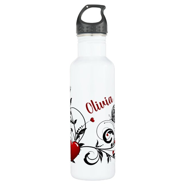 Botella De Agua Mariposas, corazones y nalgas (Anverso)
