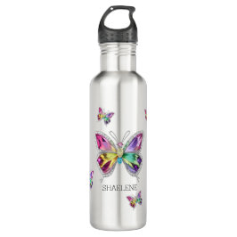 Botella De Agua Mariposas de cristal de arcoiris joyas