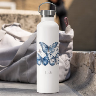 Botella De Agua Mariposas en azul Delft, personalizable