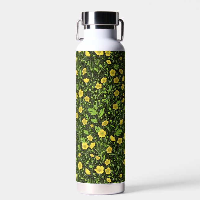 Botella De Agua Mariposas en negro (Delantero)