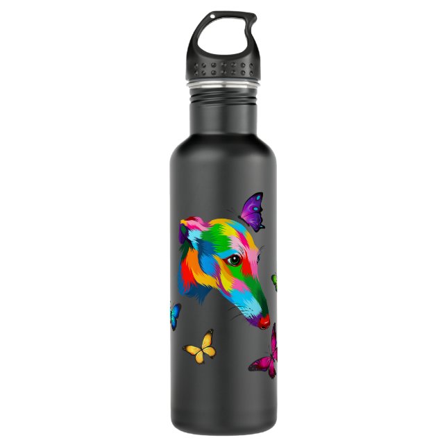 Botella De Agua mariposas grihound coloridas y coloridas (Anverso)