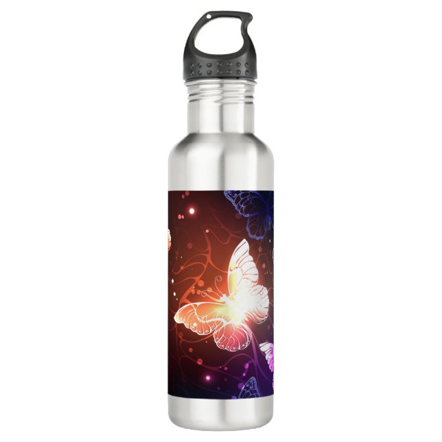 Botella De Agua Mariposas nocturnas brillantes (Anverso)